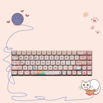 68 Tasten Lofree Xiaoqiao Theme Tastatur-Tastenkappen OEM PBT Sublimation Gaming Mechanische Tastatur Zubehör Benutzerdefinierte DIY-Tastenkappe Geschenk